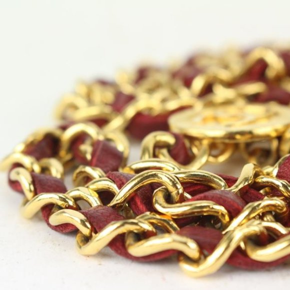 Chanel Red x Gold Interlaced CC Logo Triple Chain main image 7